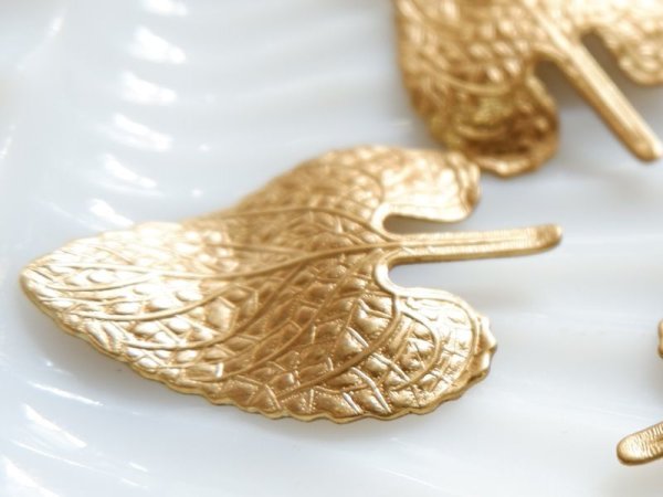 画像4: USA真鍮製　テクスチャーリーフ小2個 (4)