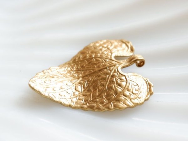 画像5: USA真鍮製　テクスチャーリーフ小2個 (5)