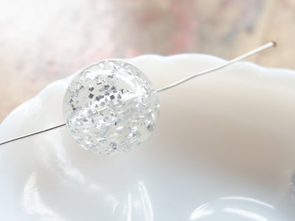 画像2: ジャパンヴィンテージ　シルバーグリッター13.5ミリ　6個 (2)