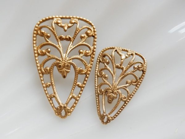 画像4: USA真鍮製　ミリアムハスケルと同じ三角フィリグリー【大】2個 (4)