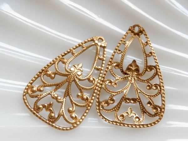 画像2: USA真鍮製　ミリアムハスケルと同じ三角フィリグリー【大】2個 (2)