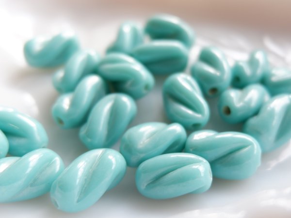 画像2: ジャパンヴィンテージ・ガラス製ビーズ【ターコイズグリーン系【大】×20個 (2)