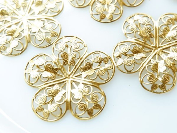 画像2: USA真鍮製　フラワーフィリグリー35ミリ　少し立体　1枚 (2)