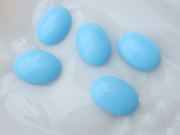 画像2: ドイツヴィンテージ　ガラスカボション【みず色】 25×18mm 2個 (2)