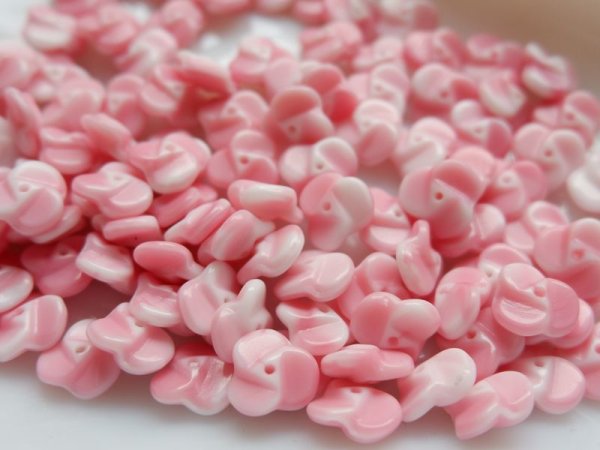 画像2: ドイツヴィンテージ・ガラスビーズ【ピンク・フラワー】10個 (2)