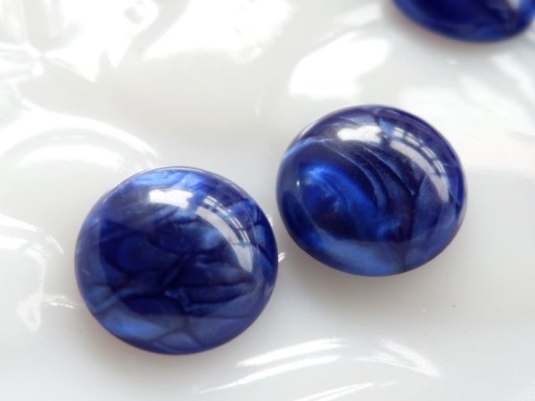 画像2: ジャパンヴィンテージのカボション　【マーブル・ブルー22ミリ】2個 (2)