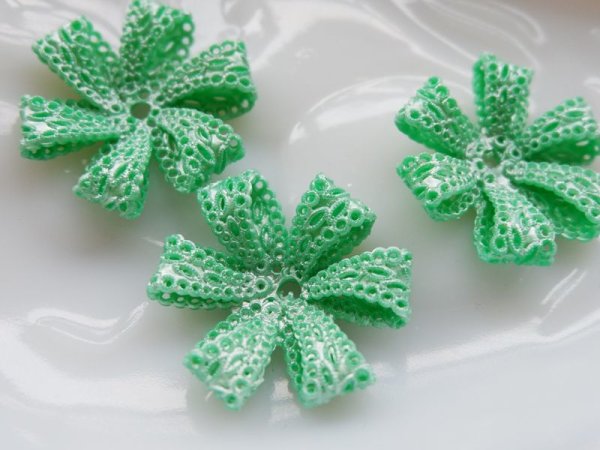 画像3: ジャパンヴィンテージ　パールグリーンのフラワーパーツ　2個　　セルロイド (3)