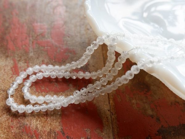 画像3: チェリーブランド　ジャパンヴィンテージのガラスビーズ・クリアー×ホワイトマーブル4ｍｍ　100粒 (3)