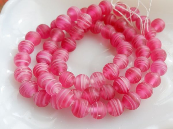 画像5: チェリーブランド　ジャパンヴィンテージ 　マットローズ色のラウンドガラスビーズ9-10mm　24粒 (5)