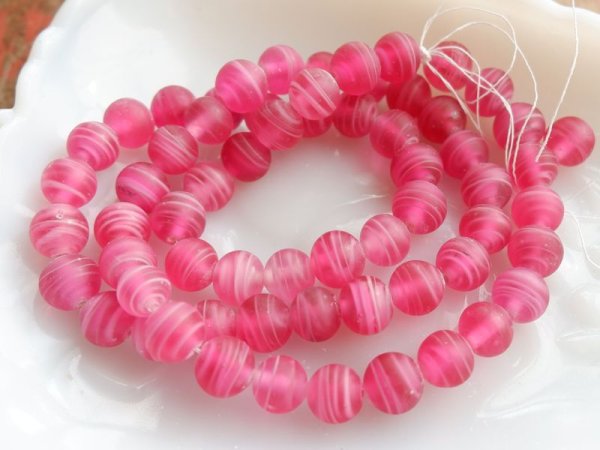 画像4: チェリーブランド　ジャパンヴィンテージ 　マットローズ色のラウンドガラスビーズ9-10mm　24粒 (4)