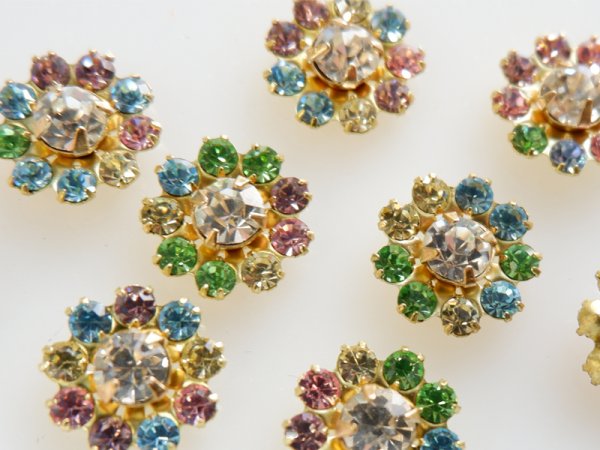 画像3: ヴィンテージスワロフスキー・フラワーモチーフ【ソフトマルチカラー14ミリ】2個 (3)