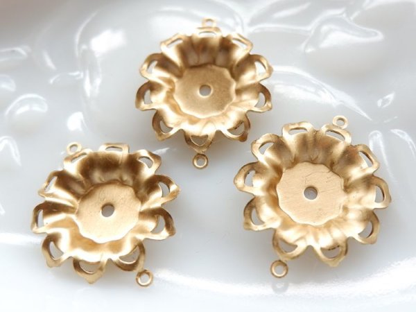 画像2: USA真鍮製スタッカブルフラワーパーツ　コネクターになるフラワーパーツ2個 (2)