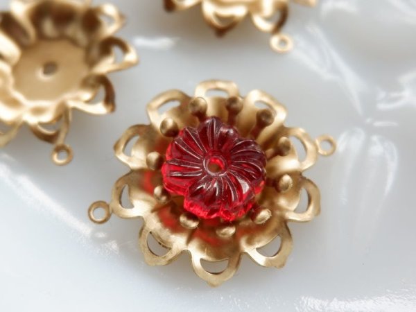 画像3: USA真鍮製スタッカブルフラワーパーツ　コネクターになるフラワーパーツ2個 (3)