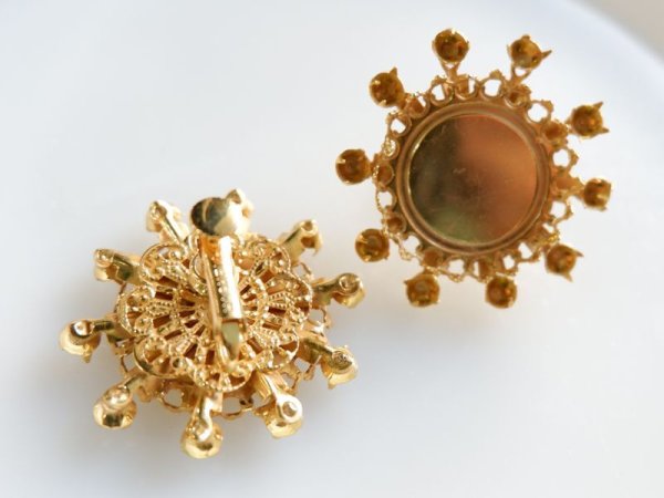 画像2: ミリアムハスケル　ゴールドメッキ・セッティング付きイヤリング【0610-E】1個 (2)