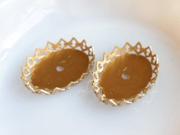 画像3: USA真鍮製 　フラットバックセッティング【オーバル25×18ミリ三角エッジ】2個 (3)