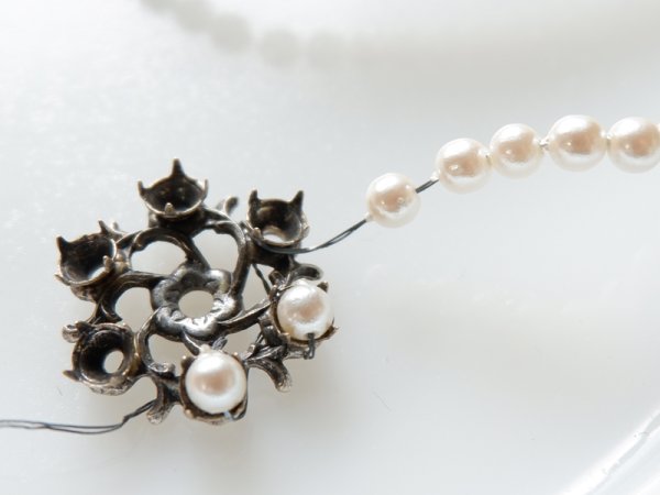 画像3: ミリアムハスケル　銀古美色・フィリグリーセッティング【ラインストーン付】2個 (3)