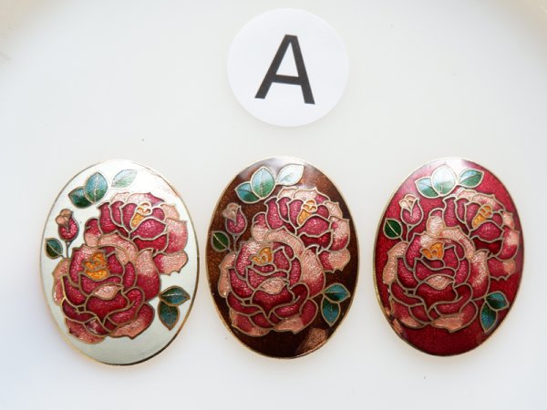 画像3: 不良カケあり　3個セット【A】ジャパンヴィンテージ クロワゾネ　カメオ40×30ミリ　有線七宝 (3)