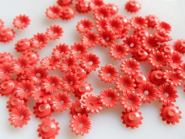 画像2: ジャパンヴィンテージ　プラスチック製スタッカブルパーツ　ダークコーラル20個 (2)