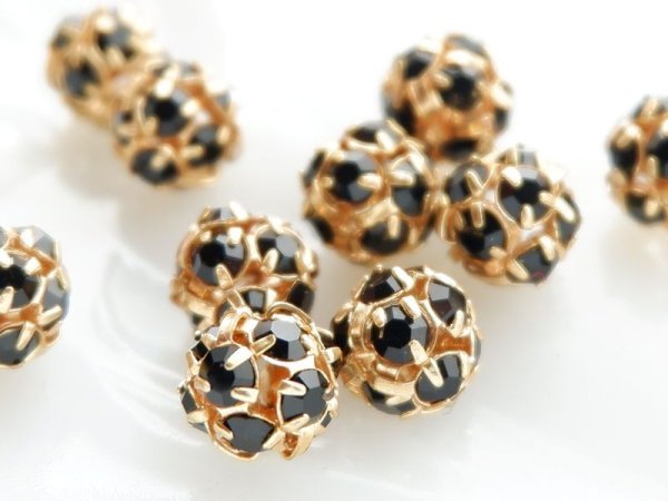 画像3: ラインストーンボール【チェコ製8ミリ・ブラック】11個　　　 (3)