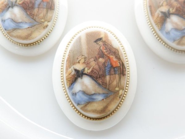 画像3: ドイツヴィンテージ　ピクチャーカメオ　ガラス製　40×30ミリ【ヴィクトリアン】　1個 (3)