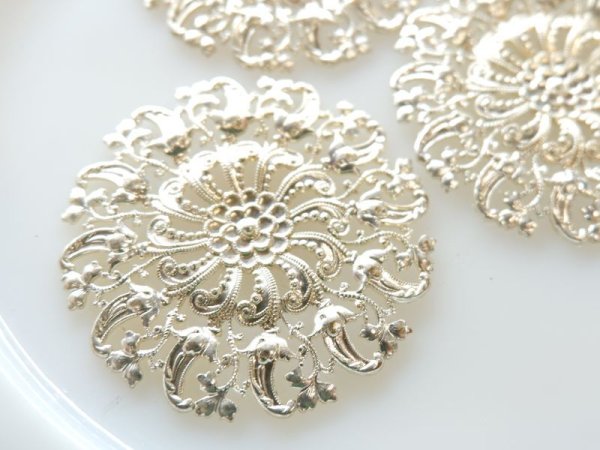 画像4: ミリアムハスケル　シルバーメッキ・ラージラウンドフィリグリー52ミリ　1個 (4)