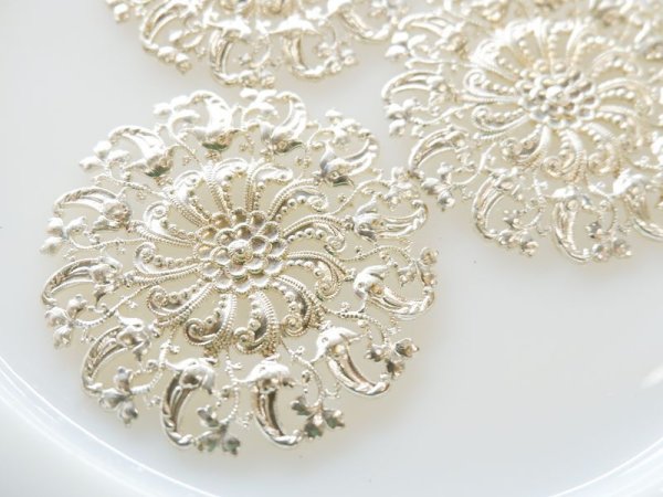 画像3: ミリアムハスケル　シルバーメッキ・ラージラウンドフィリグリー52ミリ　1個 (3)