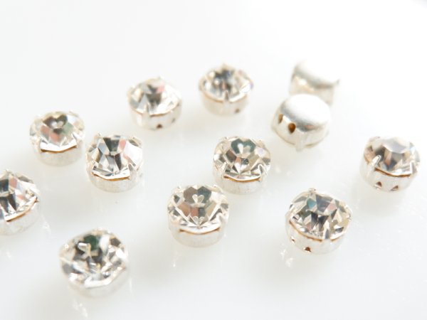 画像4: ヴィンテージ・スワロフスキー　縫い付け用ラインストーン【クリアー・ss34】4個 (4)