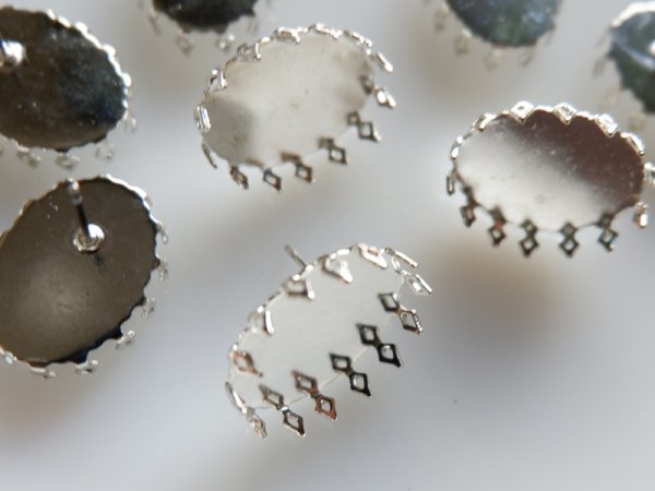 画像4: ロジウムメッキ　20×15ミリカボション用　ピアス【ロジウムメッキ】1ペア (4)