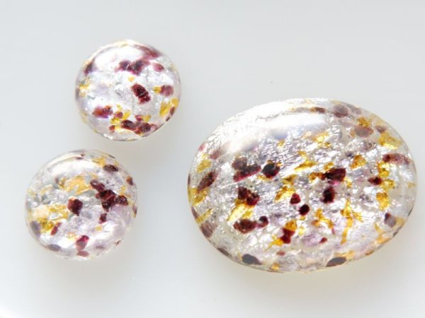 画像2: ジャパンヴィンテージ　チェリーブランド・ガラス製カボション【アメジスト・シルバーフォイル】3点セット (2)