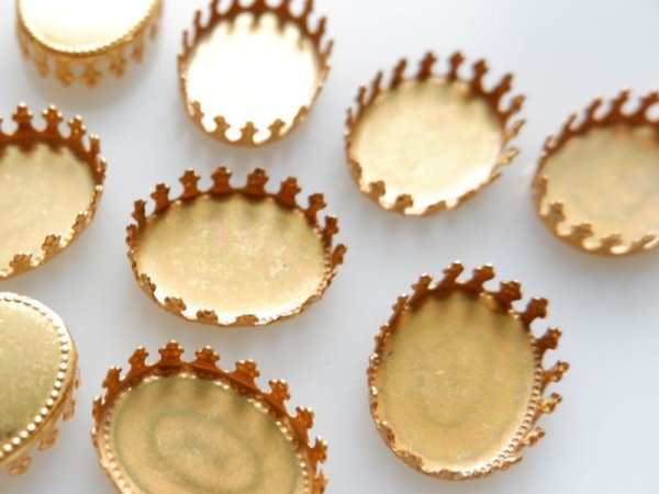 画像3: ミリアムハスケル　ロシアンゴールド　20×15ミリ　フラットバック用オーバルセッティング　2個 (3)