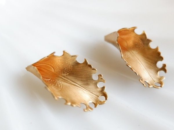画像3: アメリカ製 真鍮パーツ【ぎざぎざ立体リーフ】２個 (3)