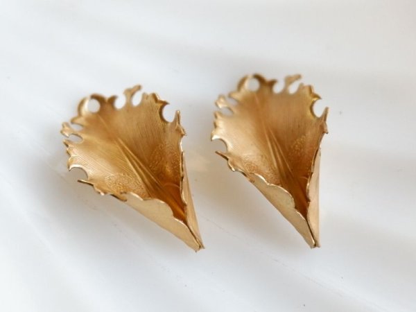 画像4: アメリカ製 真鍮パーツ【ぎざぎざ立体リーフ】２個 (4)