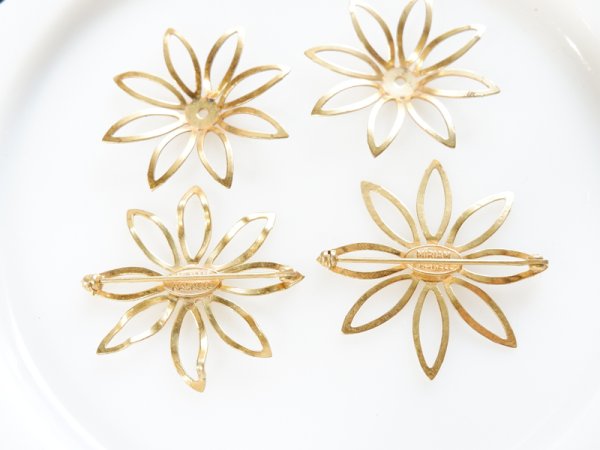 画像5: ミリアムハスケル　デッドストック　ブローチ・フラワー【0706-2H】1式 (5)