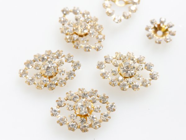 画像2: 当店加工 ヴィンテージスワロフスキーモチーフ【クリアー・アーモンド型】2個 (2)