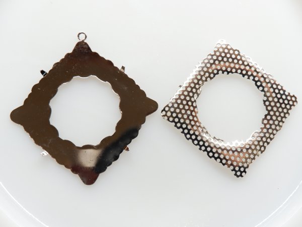 画像4: ジャパンヴィンテージ　シャワー台ペンダントトップ【変形スクエア・シルバー】1セット (4)