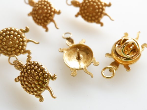 画像3: ミリアムハスケル・デッドストック　タートル（亀）タックピン　1個　　　タイタック (3)