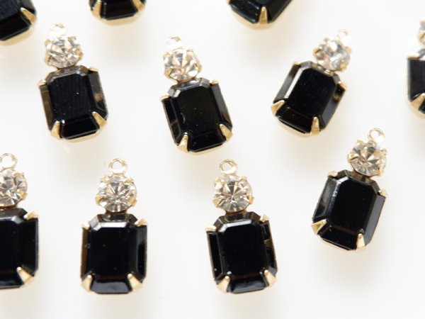 画像2: ヴィンテージ　スワロフスキーラインストーン【ダブル　ジェット×クリアー】10×8　2個　 (2)