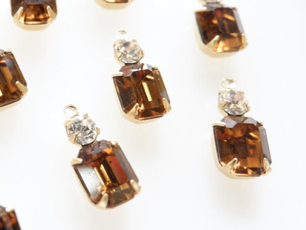 画像3: ヴィンテージ　スワロフスキーラインストーン【ダブル　コロラドトパーズ×クリアー】10×8　2個　 (3)