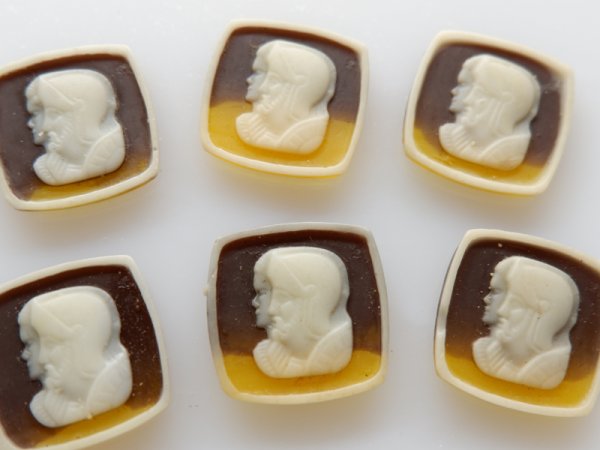 画像2: ジャパンヴィンテージ　ダブルフェイスカメオ【ブラウン】2個 (2)