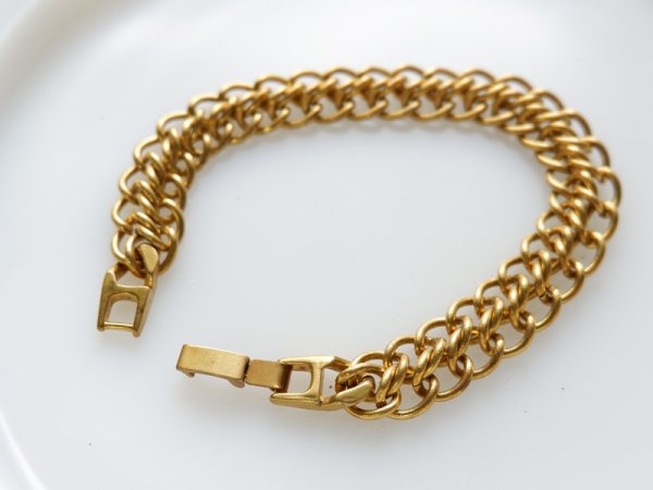 画像1: ヴィンテージ　USA真鍮チェーン・ブレスレット　17センチ　【1104D】 (1)