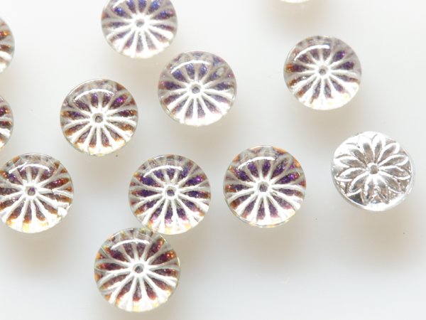 画像4: ドイツヴィンテージ・ヴィトレイルカラー・フラワーガラスカボション【11ミリ　むらさき】2個 (4)