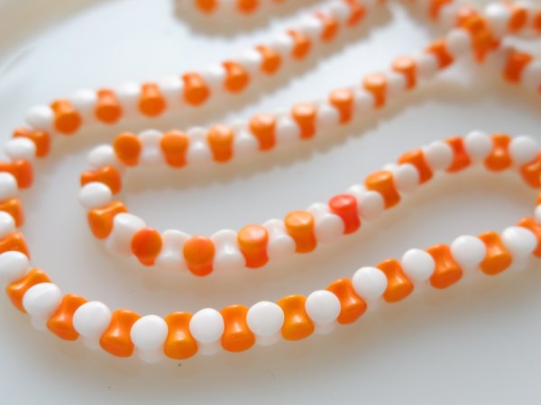 画像5: オーストリア　ヴィンテージ・ガラスビーズ【オレンジ×ホワイト】20粒 (5)