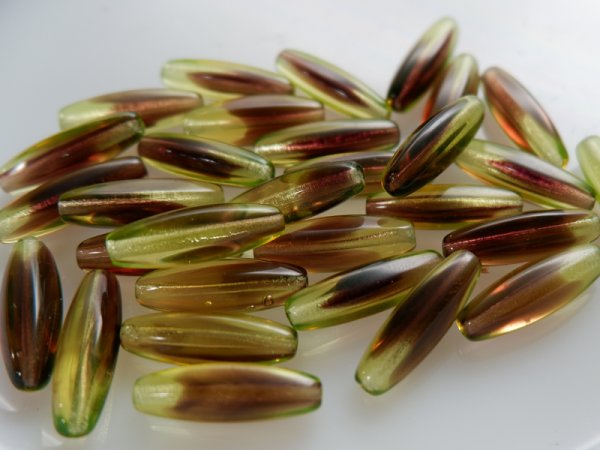 画像2: チェコヴィンテージ　ウランガラスビーズ　【オブロング】 10粒 (2)