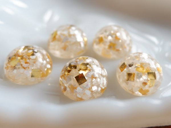 画像2: ヴィンテージ・ルーサイトのカボション【コンフェッティーベージュ　19ミリ】2個 (2)