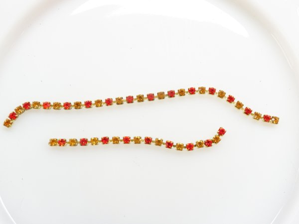 画像3: スワロフスキーヴィンテージ　ラインストーンチェーン【オレンジ×トパーズ】合計20センチ　 (3)