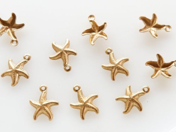 画像3: USA真鍮製　ヒトデのミニチャーム【片面・小】4個 (3)