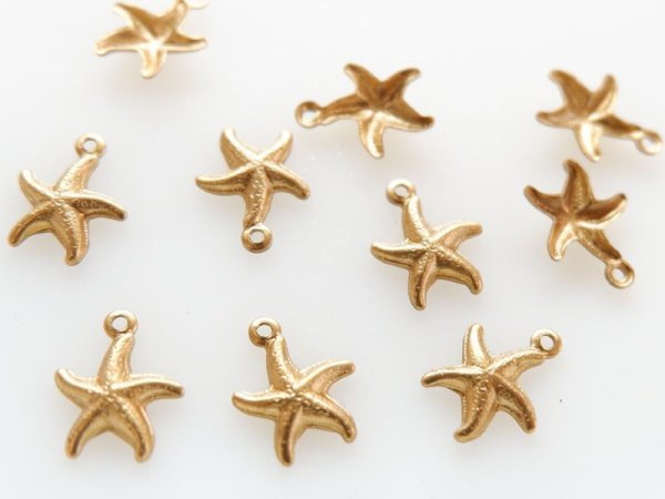 画像2: USA真鍮製　ヒトデのミニチャーム【片面・小】4個 (2)