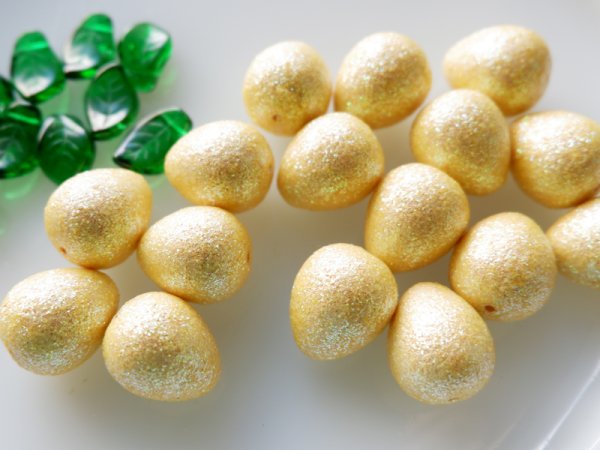 画像3: ジャパンヴィンテージ・ペア型のグリッタービーズ　レモン色　ビーズのみ10個 (3)