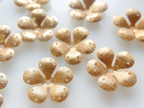 画像3: ミリアムハスケル　デッドストック【ロシアンゴールド色・テクスチャーフラワー】【0706】2個 (3)