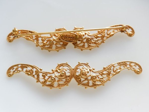 画像2: ミリアムハスケル【刻印あり　ダブルペイズリーブローチセットブローチ】ハスケルパーツ　1個 (2)